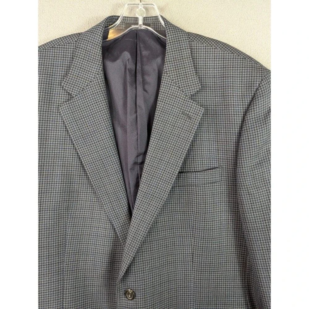 Lauren Ralph Lauren Blazer Mens Size 46L Gray Wool Houndstooth Corpcore Academia